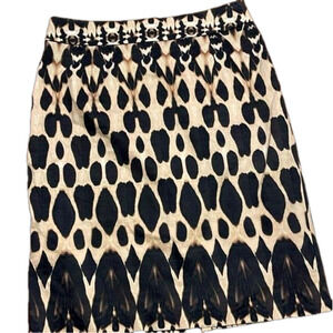 Calvin Klein sz 10 black/cream graphic patterned  lined skirt with zipper
